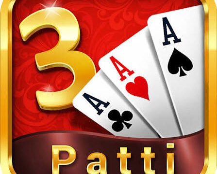 Red and gold 3 Patti game icon featuring three playing cards.
